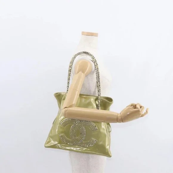 CHANEL COCO Mark Chain Shoulder Bag Patent leather Gold CC Auth 152287 - Picture 1 of 16